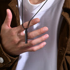 3D Bar Box Chain Pendant Necklace — Stainless Steel