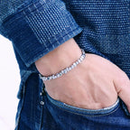 Natural Irregular Hematite Stone Men Healing Bracelet 2 Colors Braided String Braclet Adjustable Boyfriend Gift Pulsera