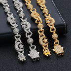 Iced Out Star Cuban Chain Necklace Moon CZ