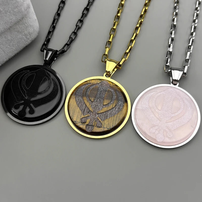 Tiger Gold Pendant Indian Sikhism Khanda Symbol