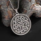 Stainless Steel Trinity Celtic Knot Nordic Rune Pendant Necklace Retro Ethnic Style Irish Knot Lucky Amulet Jewelry for Men