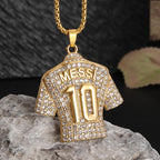 Full Zircon Pendant Necklace Hip Hop Cool Mumber 10 Super Soccer Star Fan Stainless Steel Clavicle Charming Jewelry Men