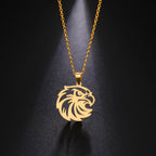 Openwork Eagle Head Pendant Necklace — Stainless Steel