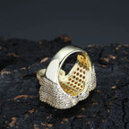 Gold Crown Ring Iced Out CZ Statement