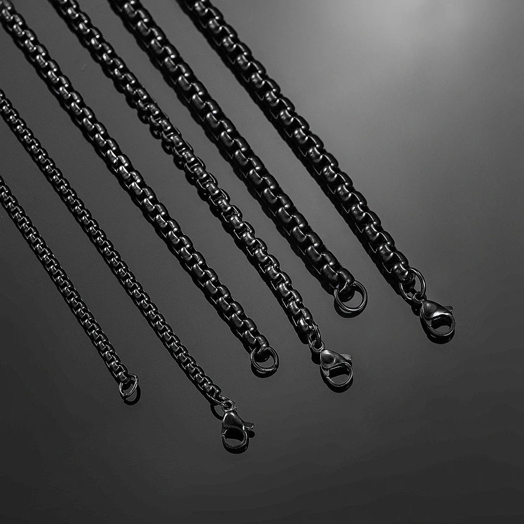 Black Box Curb Chain Necklace — Stainless Steel