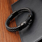 Multi-layer Bracelet Punk Stainless Steel Charm Magnetic Black Men's Leather Bracelets Skull Braided Bangles Jewelry