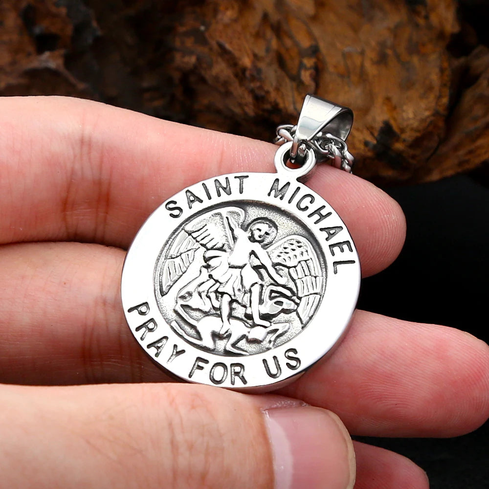 Saint Michael Faith Pendant Necklace — Stainless Steel