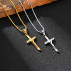 Religious Cross Jesus Pendant Necklace for Men Women, Non-Fading Stainless Steel Chains Choker, Prayer Faith Jewelry