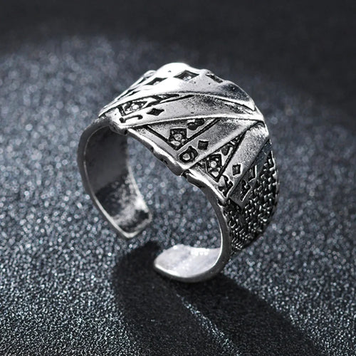 2021 Vintage Rock Poker Silvery Opening Rings For Men Women Jewelry Accessories Lucky Ring Fashion Anniversary Gift Hot