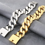 Luxury 30mm Cuban Link Chain Bracelet for Man Vacuum Plated Stainless Steel Men's Bracelets Hip Hop Heavy Duty Street