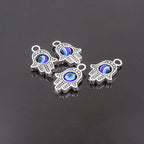 10Pcs Antique Silver Color Hamsa Fatima Hand Charm Evil Blue Eye Bead fit Pendant Necklace Bracelet Jewelry Accessories DIY