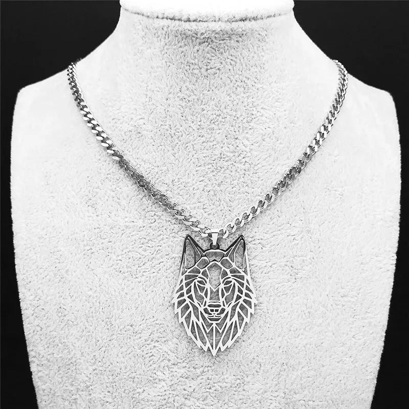 Wolf Pendant Necklace — Silver Stainless