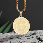 Retro Gothic Blue Evil Eye Protection Pendant Necklace for Men Boys Biker Amulets Punk Jewelry Gifts