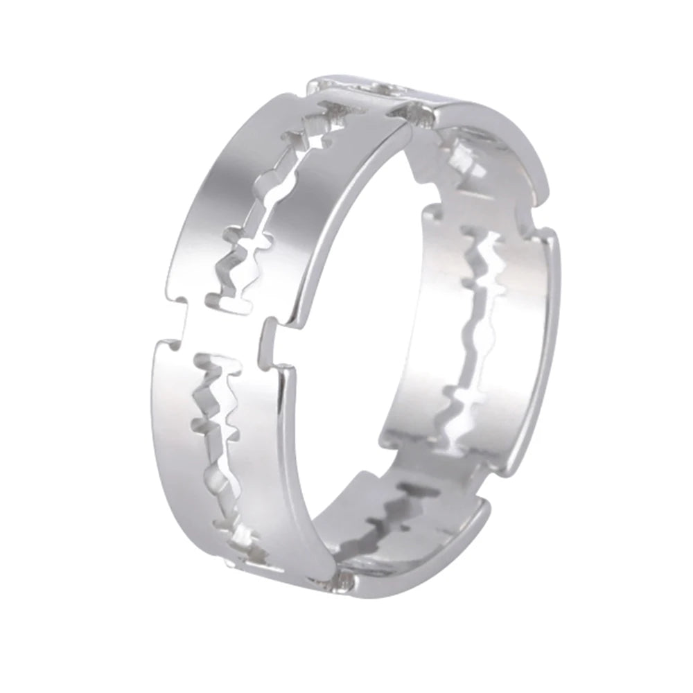 My Shape Punk Razor Blade Ring for Men Women Silver Color Stainless Steel Finger Rings Fashion Hippop Party Jewelry
