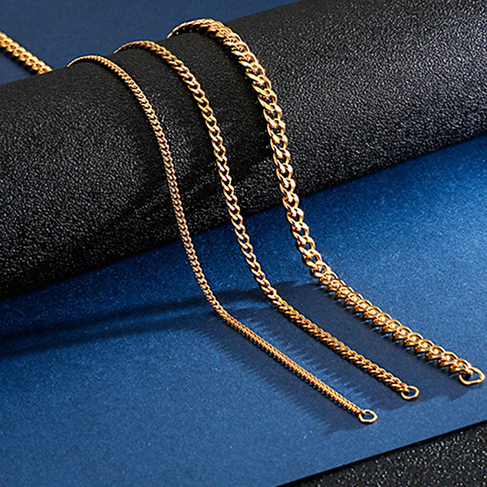 Punk Curb Cuban Link Chain Men Women Stainless Steel Long Necklace Fashion Tide Hip Hop Sweater Accessories Party Jewelry Gifts