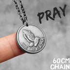 Praying Hands Cross Pendant — Stainless Steel