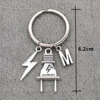 Fashion A-Z Letter Charm Lightning Bolt Plug Electrician Keychain for Electrical Worker Bag Car Keyring Gifts