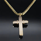 Cross Crucifix Gold Pendant Long