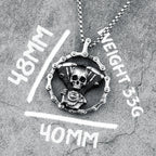 Retro Skull Engine Necklace Chain Machine 316L Stainless Steel Men Skeleton Pendant Rock Punk for Male Biker Rider