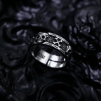 Retro Skull & Skeletons Adjustable Open Ring For Men Silver-plated Copper Gothic Punk Edgy Indie Jewelry Niche