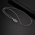 Stylish Lightning Pattern Necklace for Men,Black Enamel Hexagonal Stainless Steel Pendant,Punk Jewelry Gift for Him