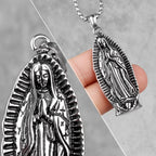Virgin Mary Prayer Long Men Necklaces Pendants Chain Punk for Boyfriend Male Stainless Steel Jewelry Creativity Gift