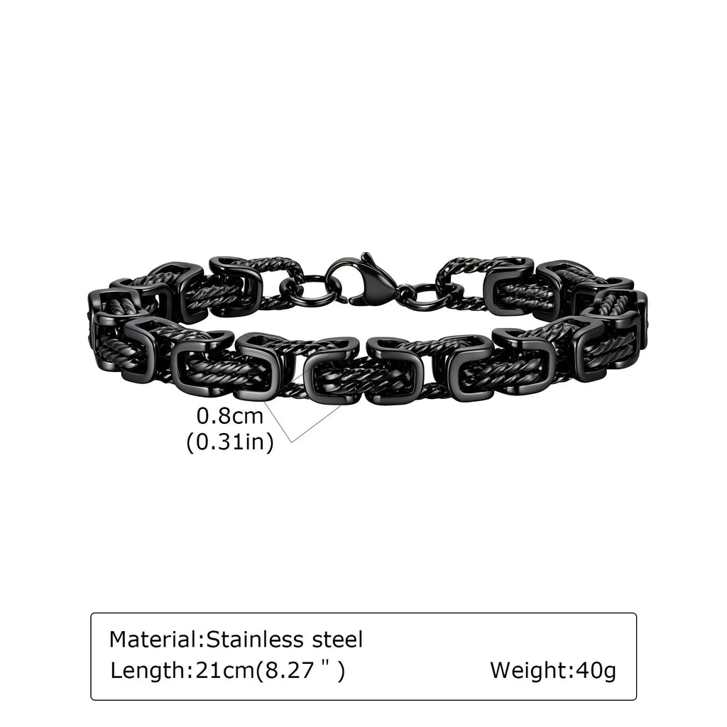 Black Byzantine Braided Bracelet — Stainless Steel