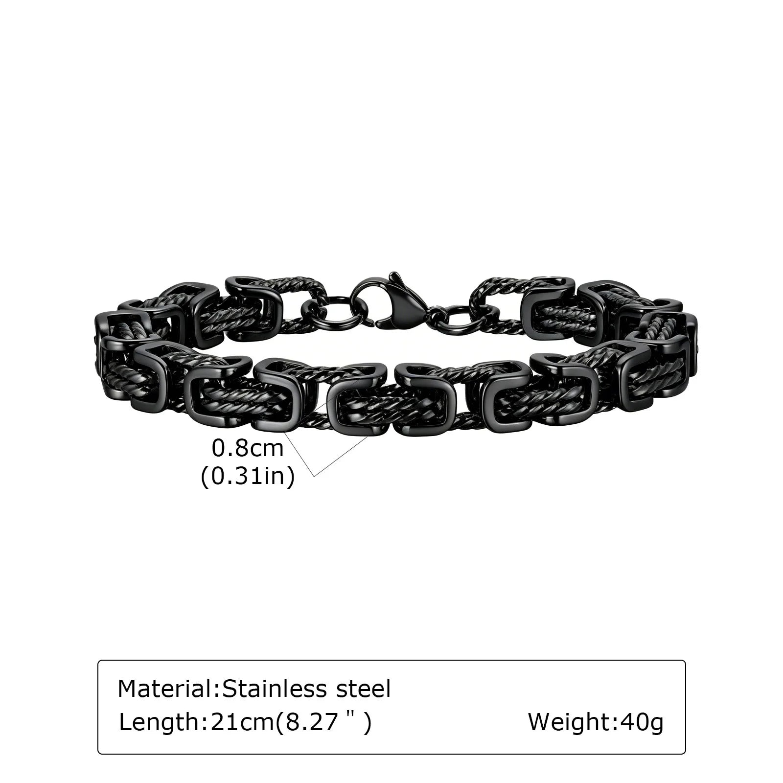 Black Byzantine Braided Bracelet — Stainless Steel