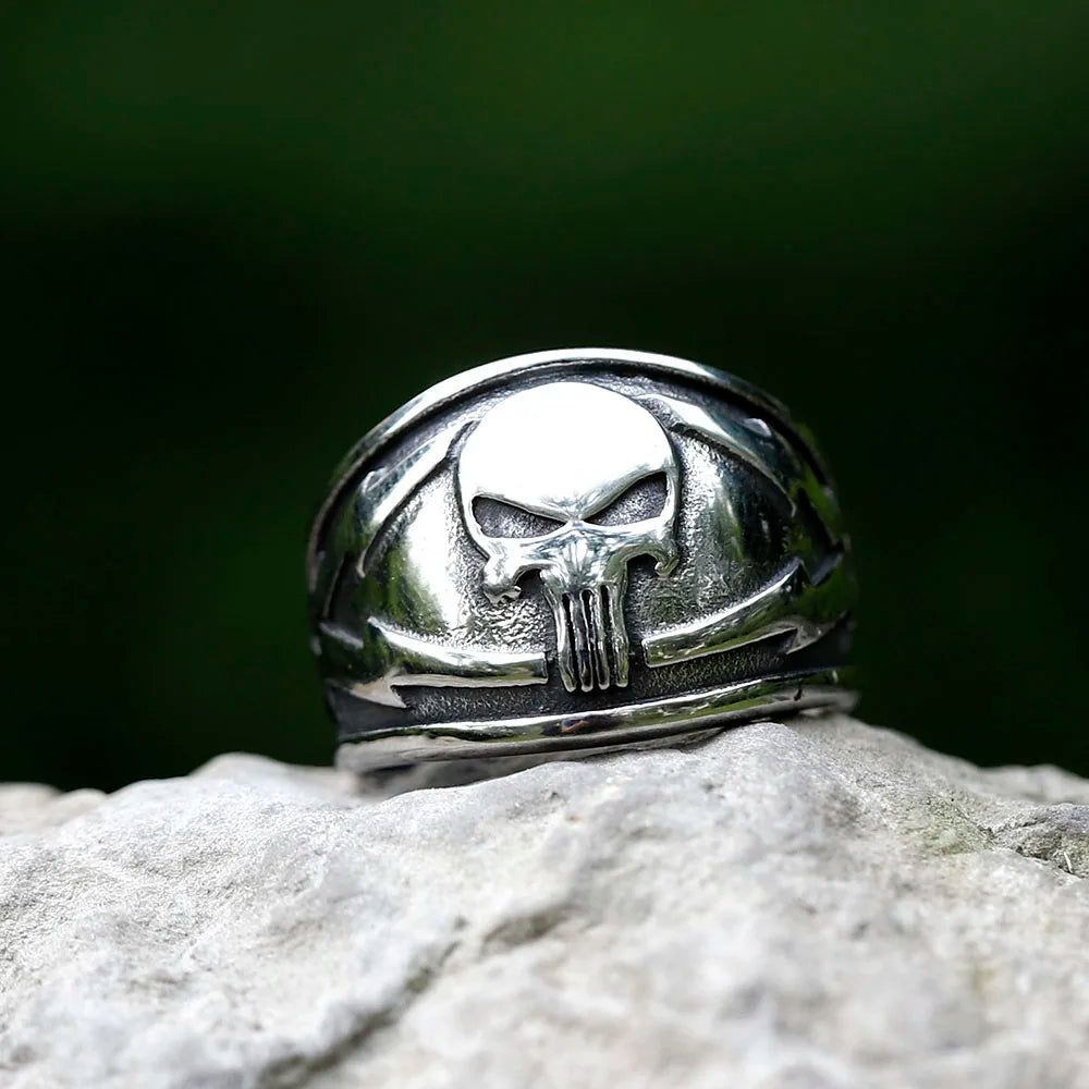 2022 NEW Men's 316L stainless-steel rings Punisher skeleton mask Vintage ring for teens FASHION Jewelry Gifts free shipping