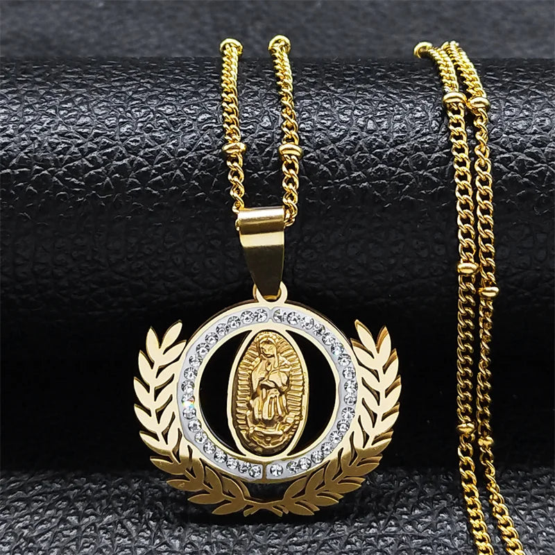 Catholic Saint Benedict Medal Necklace for Women Men Stainless Steel Silver Color San Benito Religious Chain Jewelry N8085S02