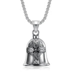 Pirate Skull Moto Bell Pendant Necklace — Gothic Motorcycle Rider