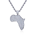 Iced Out Africa Map Pendant — 925 Silver