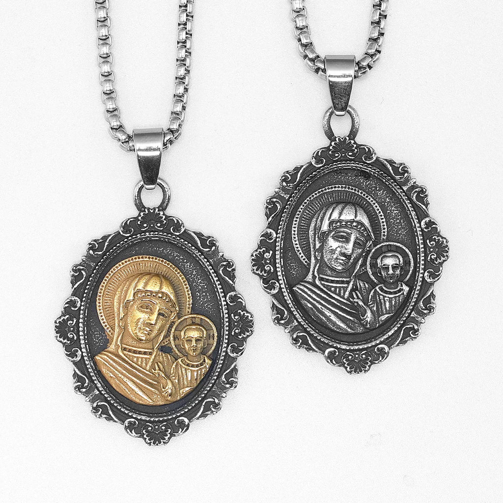 Virgin Mary Pendant Necklace — Stainless Steel