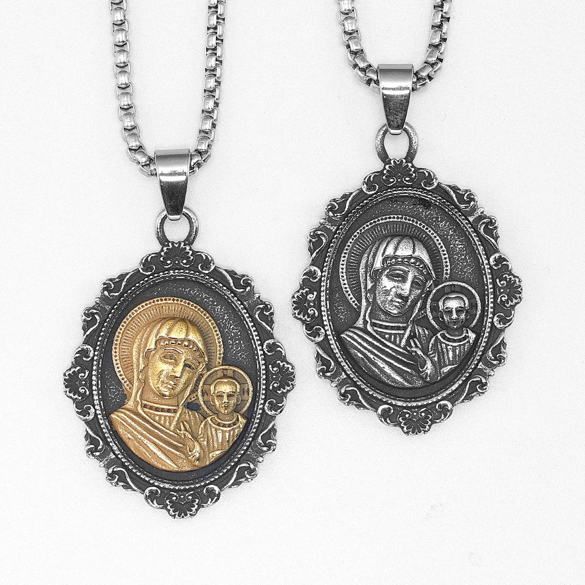Virgin Mary Pendant Necklace — Stainless Steel