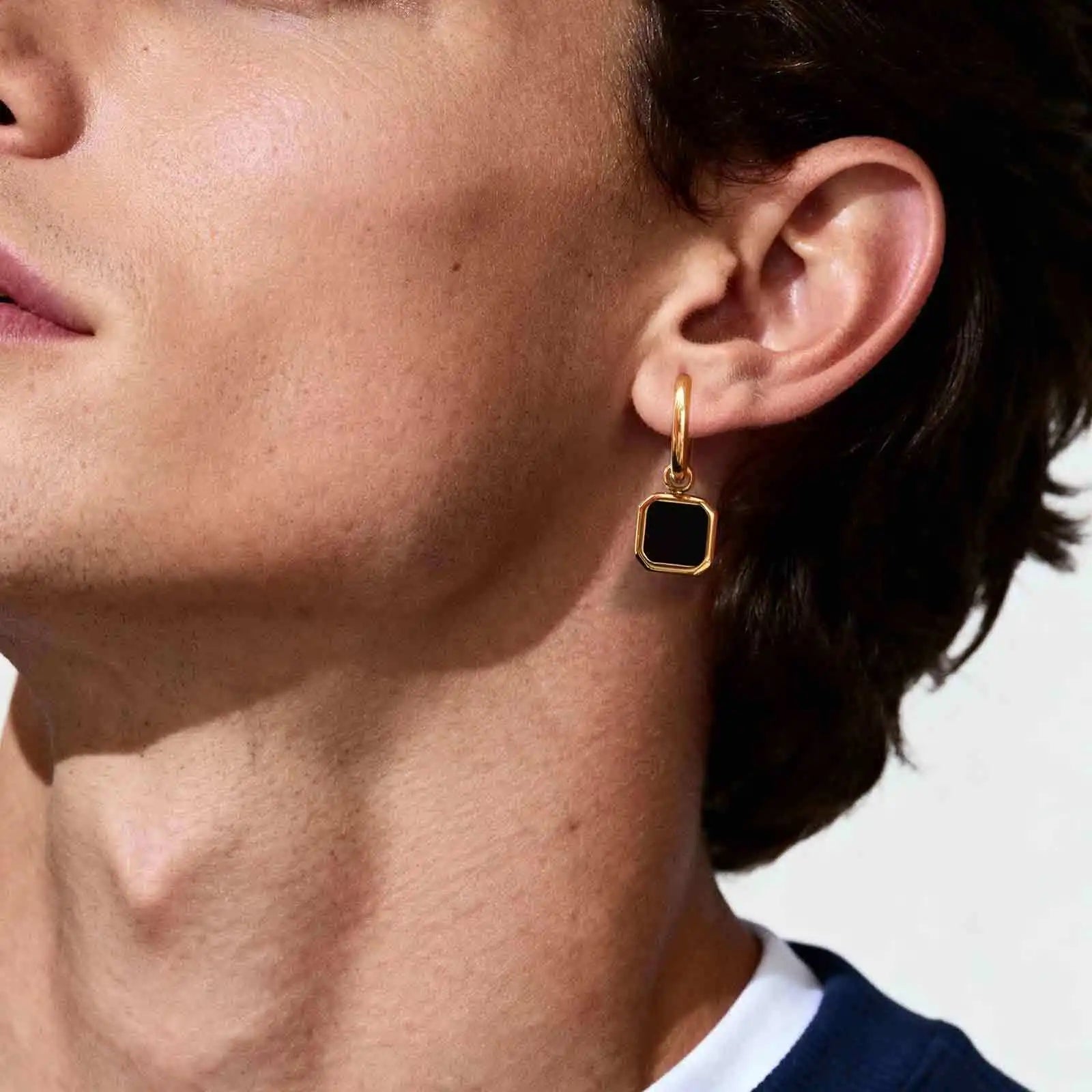 Natural Stone Huggie Hoop Earrings — SS
