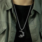 Moon Skull Pendant Necklace — 316L Stainless Steel