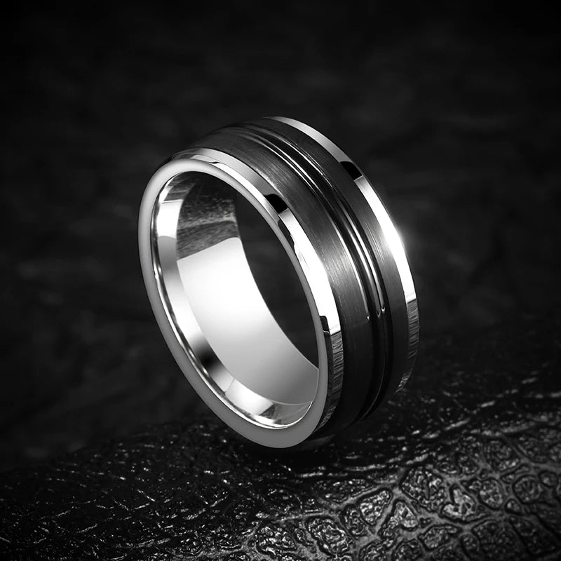 Rings For Men 9mm Original Male Classics Black Lassa Craft Comfort Fillet Party Engagement Gift Jewelry,Engraving