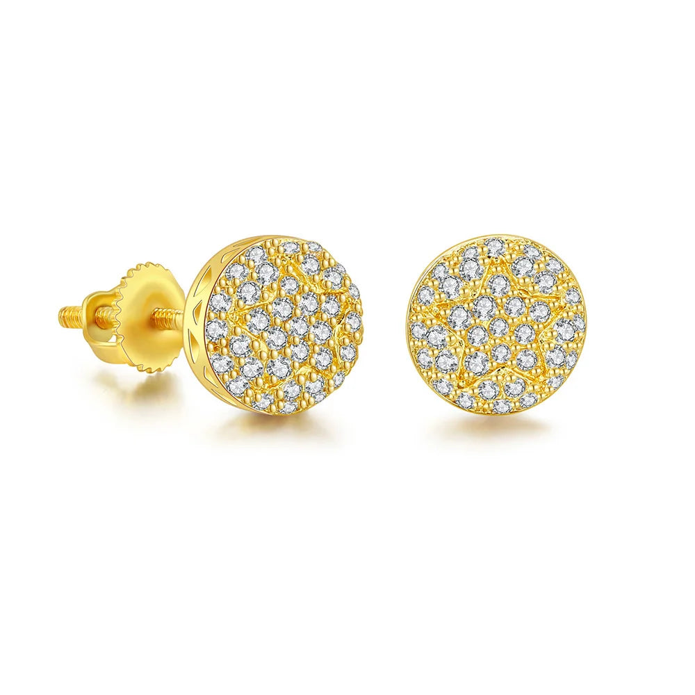 Iced Out Hemispherical Stud Earrings — SS