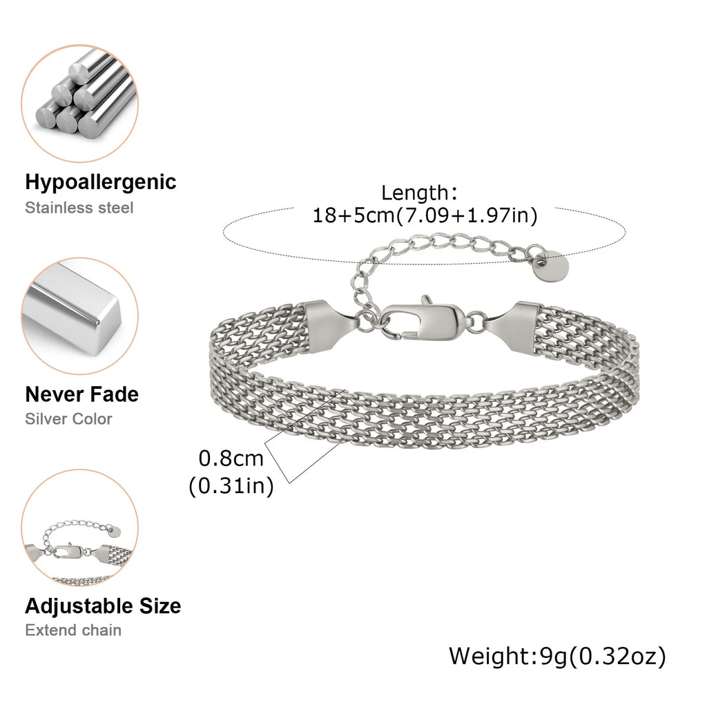Minimal Mesh Chain Bracelet 8mm — Stainless Steel