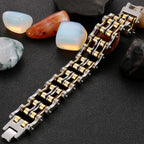 Punk Rocker Bikers' Bracelet for Man 24MM Width Stainless Steel Bicycle Link Chain Men's Bracelets Wristband Jewelry