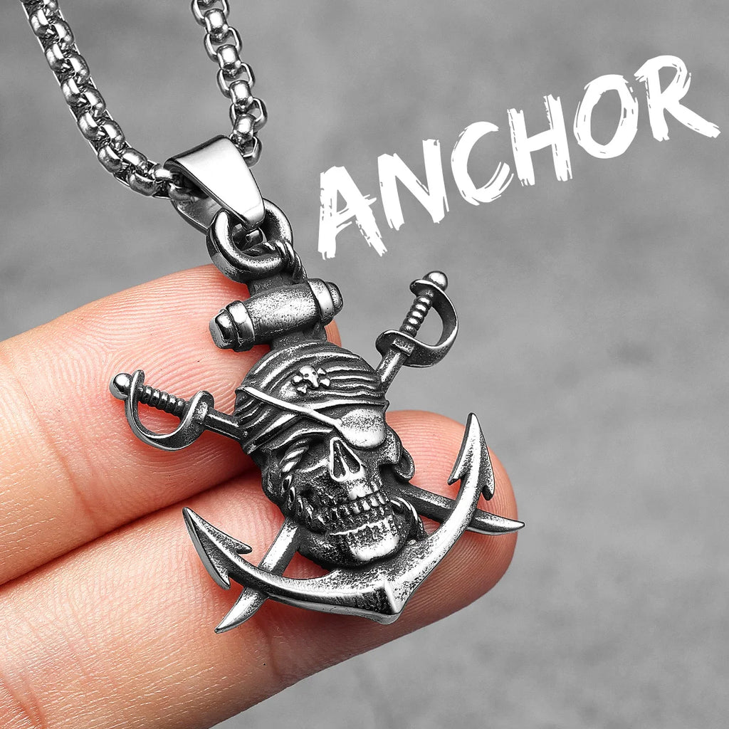 Anchor Sailor Pendant Necklace — Stainless Steel