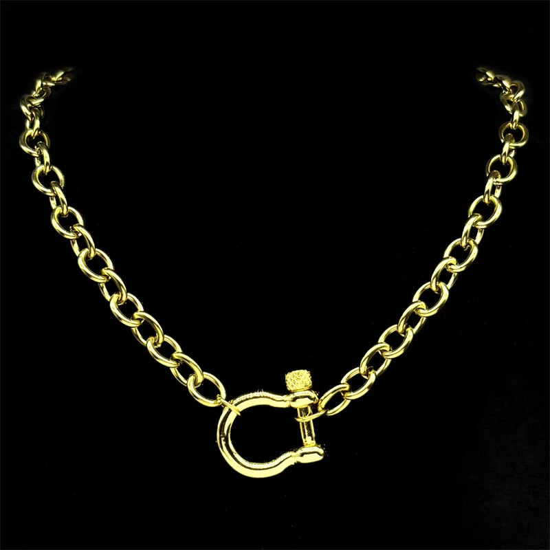Anchor Steel Pendant Geometric Horseshoe Buckle
