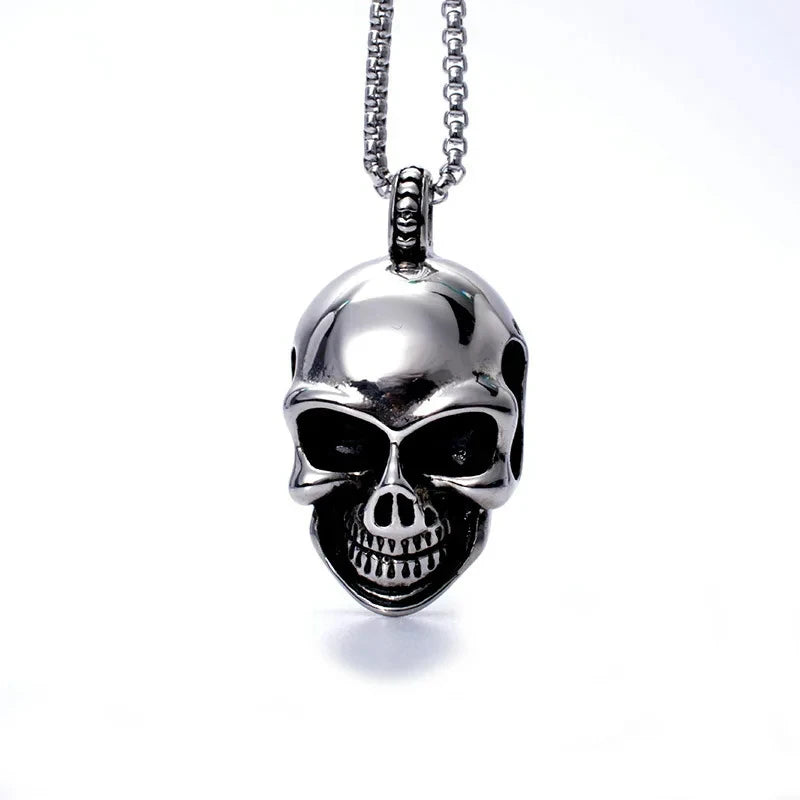Fashion Retro Punk Skull Men's Pendant Necklace Vintage Hip Hop Titanium Steel Stainless Steel Necklace Gifts Wholesale
