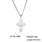 Unalome Lotus Flower Pendant Necklace — Stainless Steel Chain