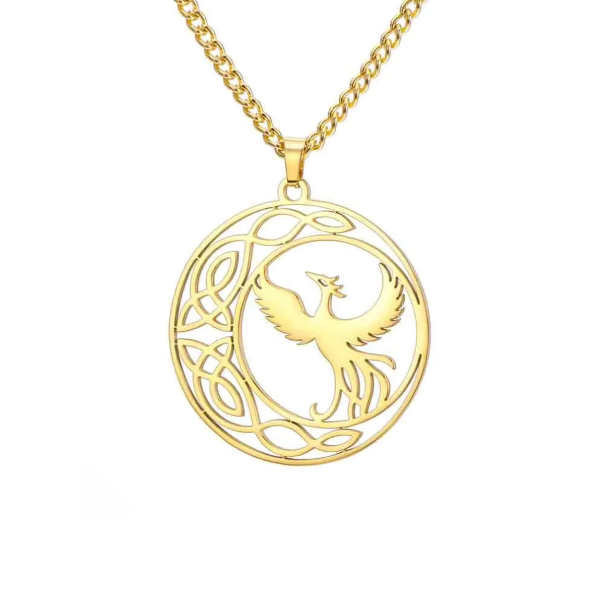 Winged Bird Totem Pendant Necklace — Stainless Steel