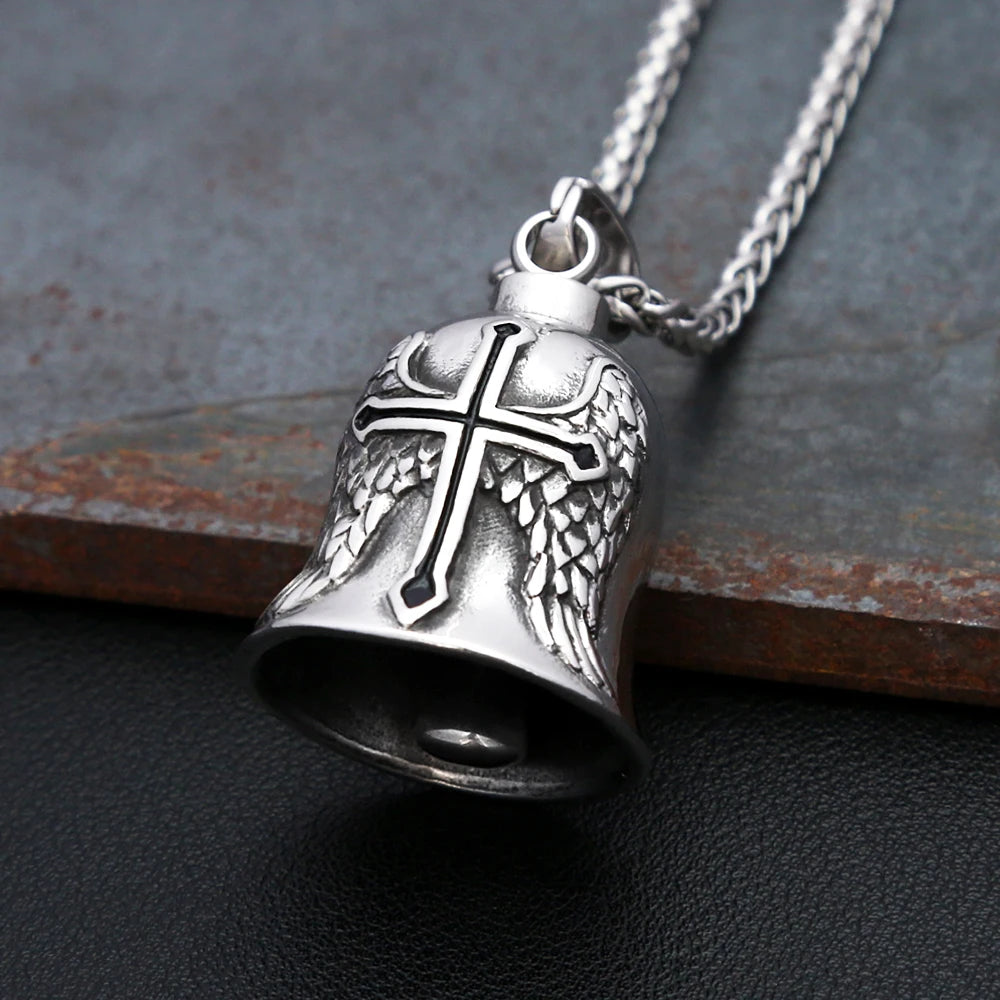 Vintage Bell Charm Amulet Necklace — Stainless Steel
