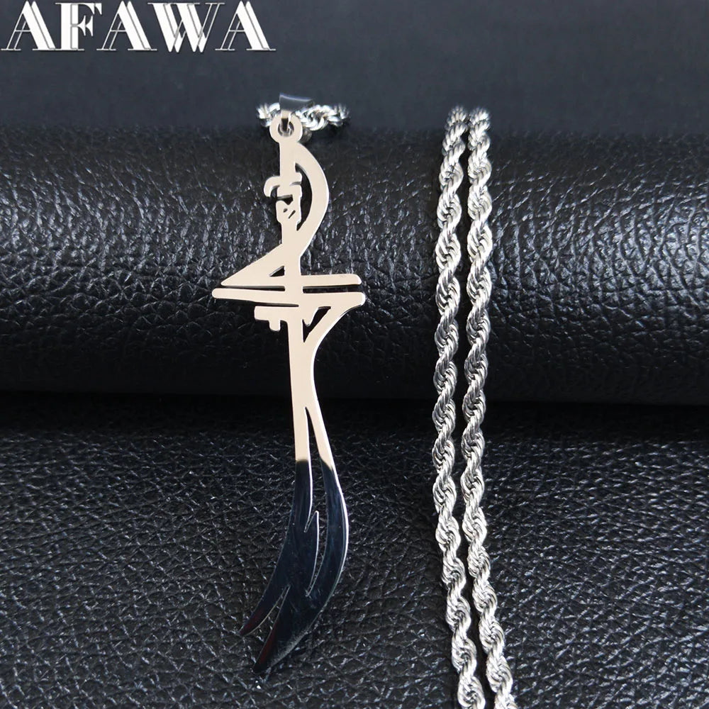 Arabic Sword Saudi Necklaces Stainless Steel Islamic Muslim Zulfiqar Imam Ali Swords for Men Islam Accessories Gift  Jewelry