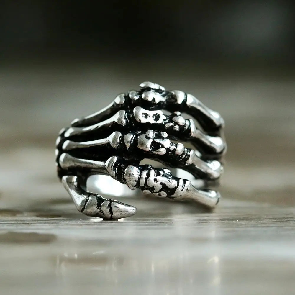 Skeleton Hand Bone Skull Ring — Stainless Steel