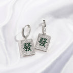 Iced Out Mahjong Dangle Earrings CZ