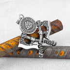 Men Vikings Ax Necklace for Man Never Fade Norse Rune Axe Thor Hammer Mjolnir Slavic Amulet Self-defense Pendant Male